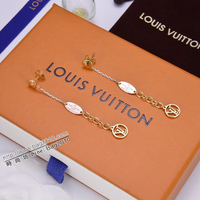 Louis Vuitton新款飾品 路易威登字母圓環耳釘 LV電鍍金色鏈條耳環  zglv2221